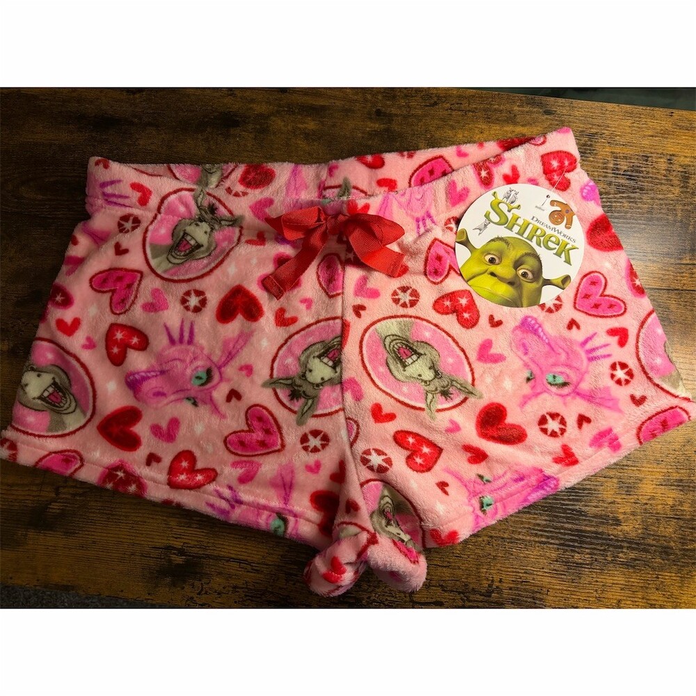 Five Below Shrek Donkey Sleep Lounge Shorts Womens Large Pink Valentine